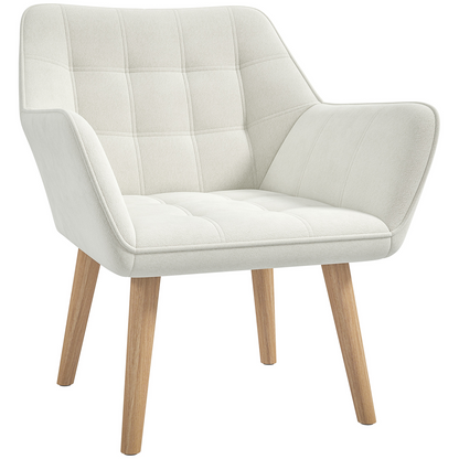 HOMCOM Velvet-Feel Accent Chair with Arms Slanted Back Wood Legs