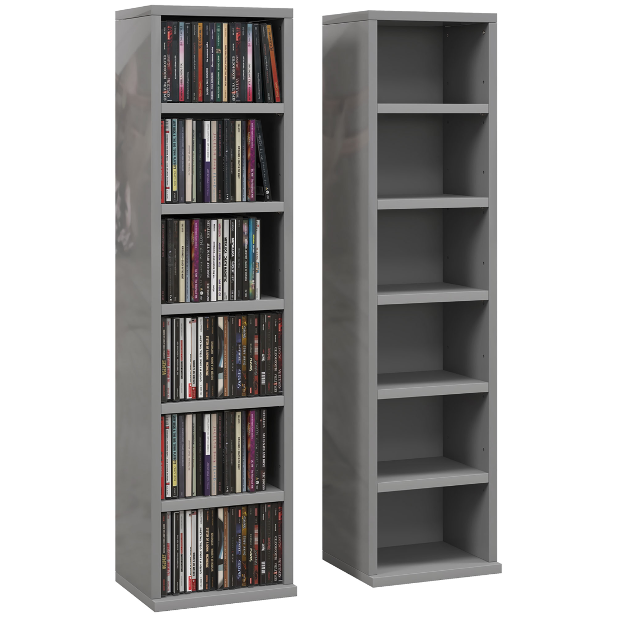 HOMCOM Set of 2 CD Storage Units with Adjustable Shelves