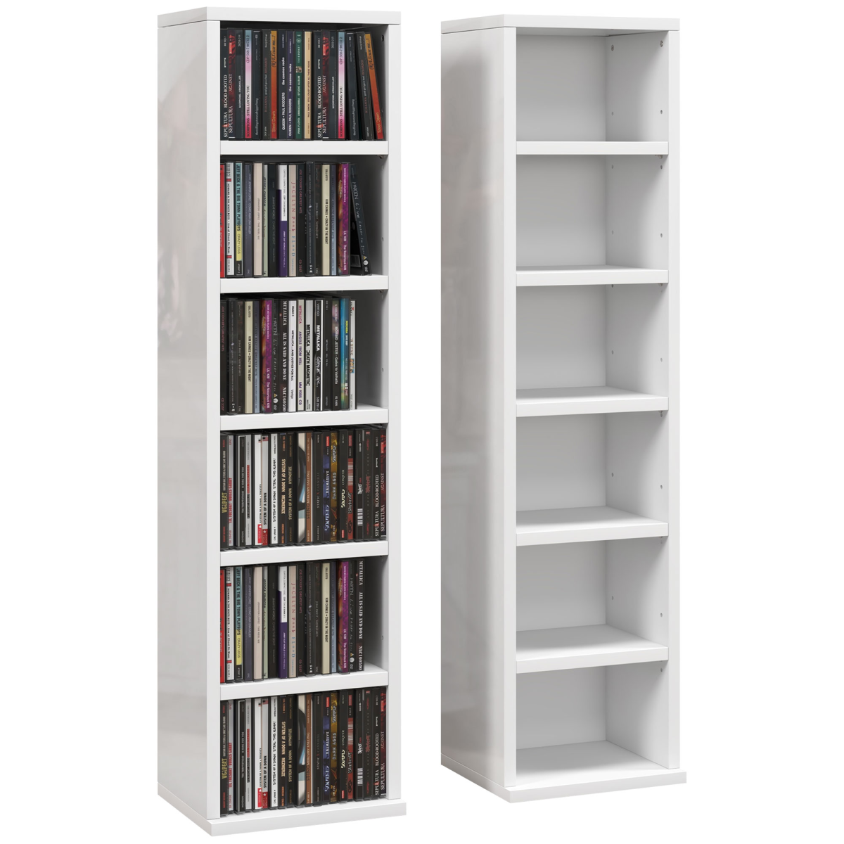 HOMCOM Set of 2 CD Storage Units with Adjustable Shelves