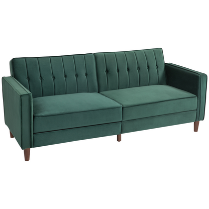 HOMCOM Convertible Sofa Futon Velvet-Touch Tufted Couch Sofa Bed