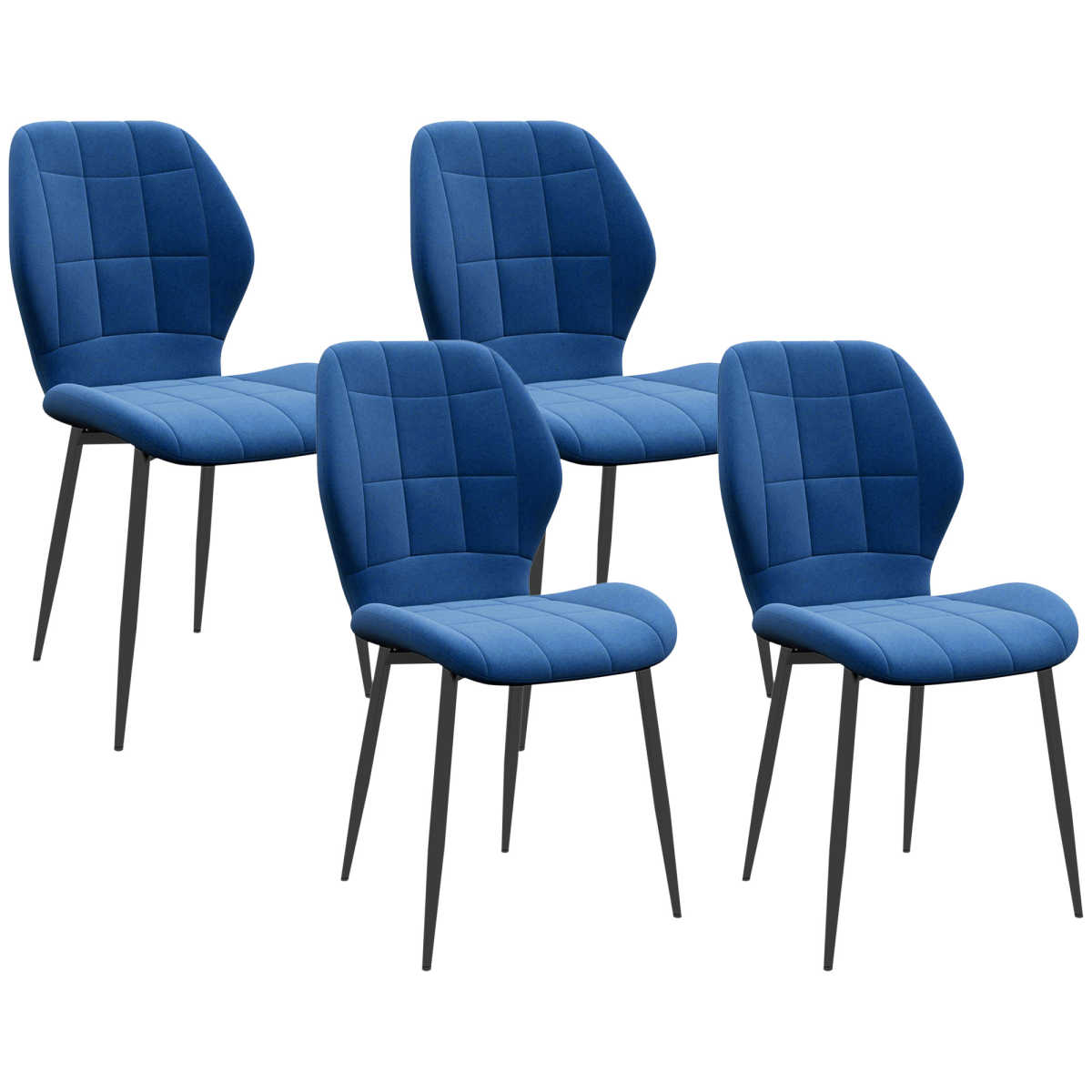 HOMCOM Modern Style Kitchen Chairs Set of 4 with Flannel Upholstered, Light Grey