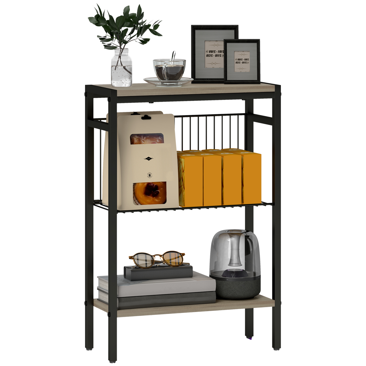 HOMCOM Side Table with Storage, Small Table for Living Room, Bedroom