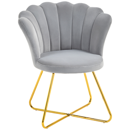 HOMCOM Accent Chair, Velvet Armchair with Lotus Backrest, Steel Legs