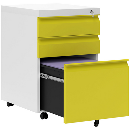 Vinsetto 3 Drawer File Cabinet, Lockable Metal Filling Cabinet