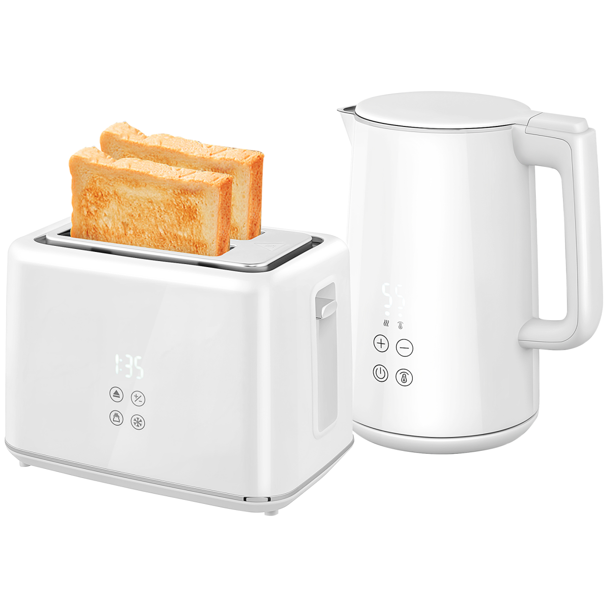 HOMCOM 1.5L 3000W Fast Boil Electric Kettle and 2 Slice Toaster Set