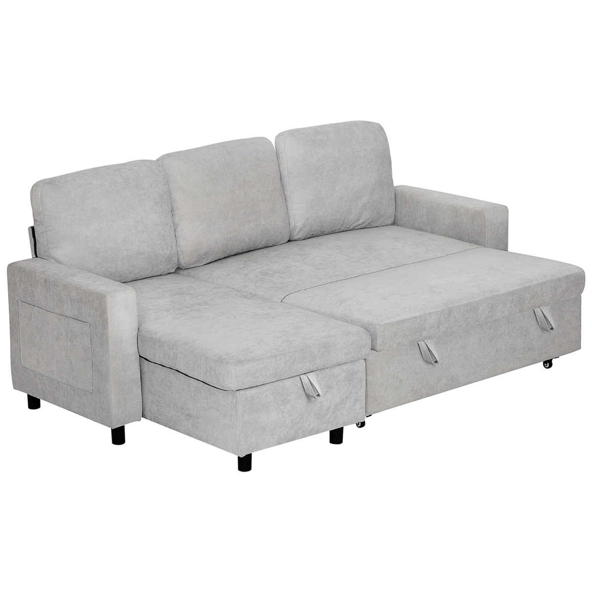 HOMCOM Pull Out Sofa Bed L Shape Corner Sofa w/ Reversible Chaise
