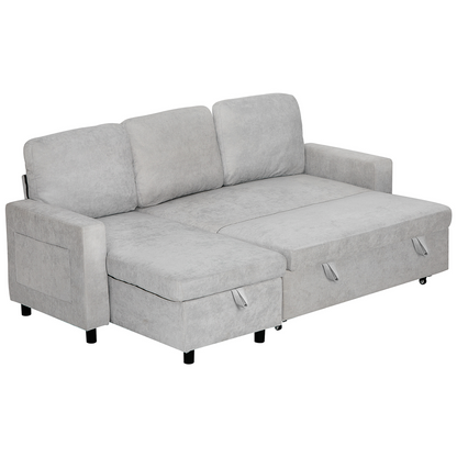 HOMCOM Pull Out Sofa Bed L Shape Corner Sofa w/ Reversible Chaise