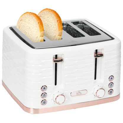 HOMCOM Toaster with 4 Slot, 7 Browning Levels, 1600W, Black Ripple