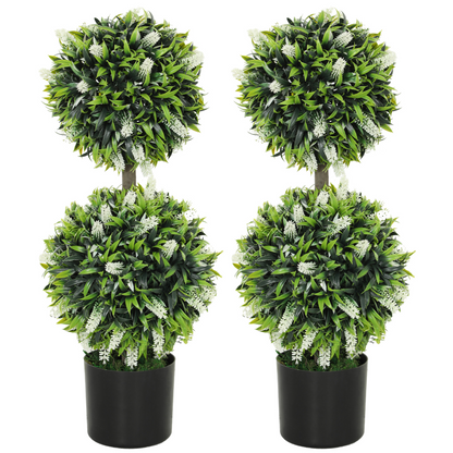HOMCOM Set of 2 Potted Artificial Plants with Lavender Flowers