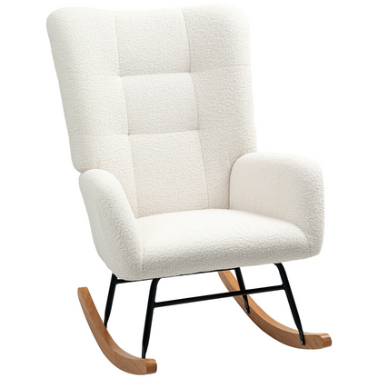 Comfort Rocking Chair - Teddy Fleece Upholstery & Supportive Design