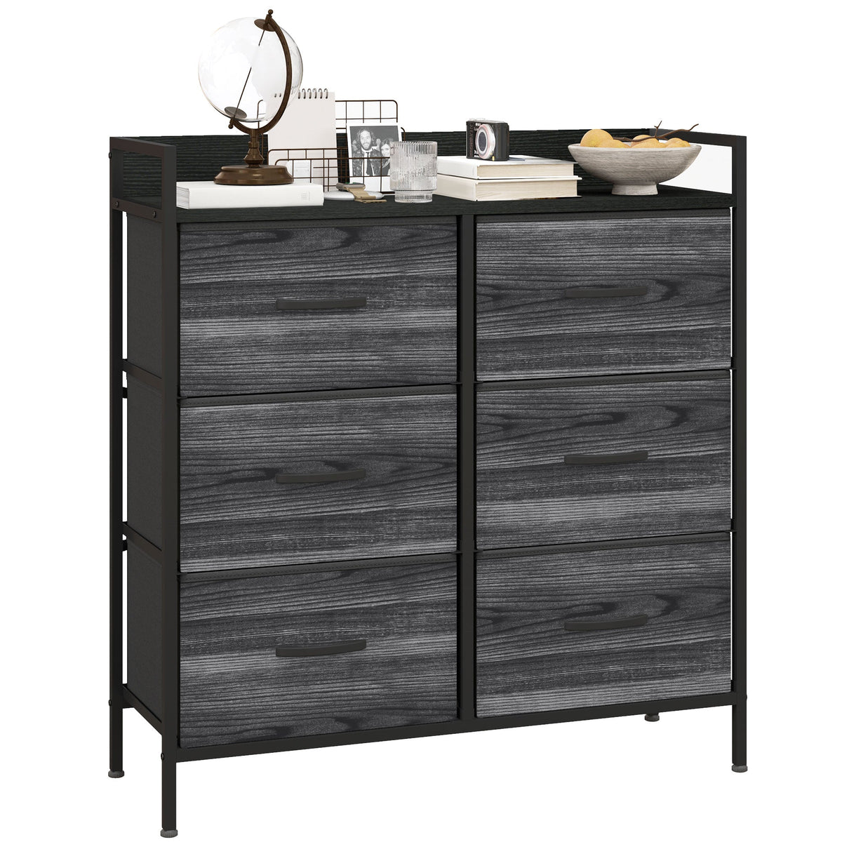 HOMCOM Bedroom Chest of Drawers 7 Drawer Dresser w/ Shelves, Rustic Brown