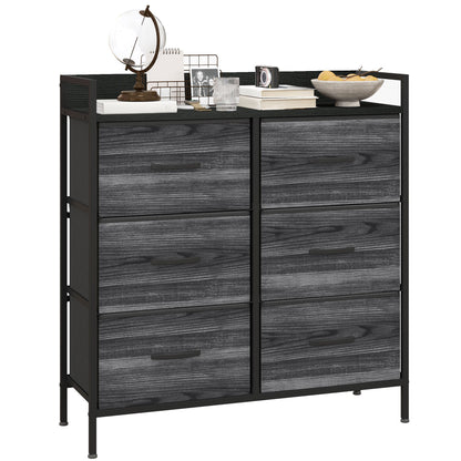 HOMCOM Bedroom Chest of Drawers 7 Drawer Dresser w/ Shelves, Rustic Brown