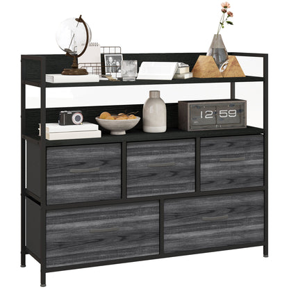 HOMCOM Bedroom Chest of Drawers 7 Drawer Dresser w/ Shelves, Rustic Brown