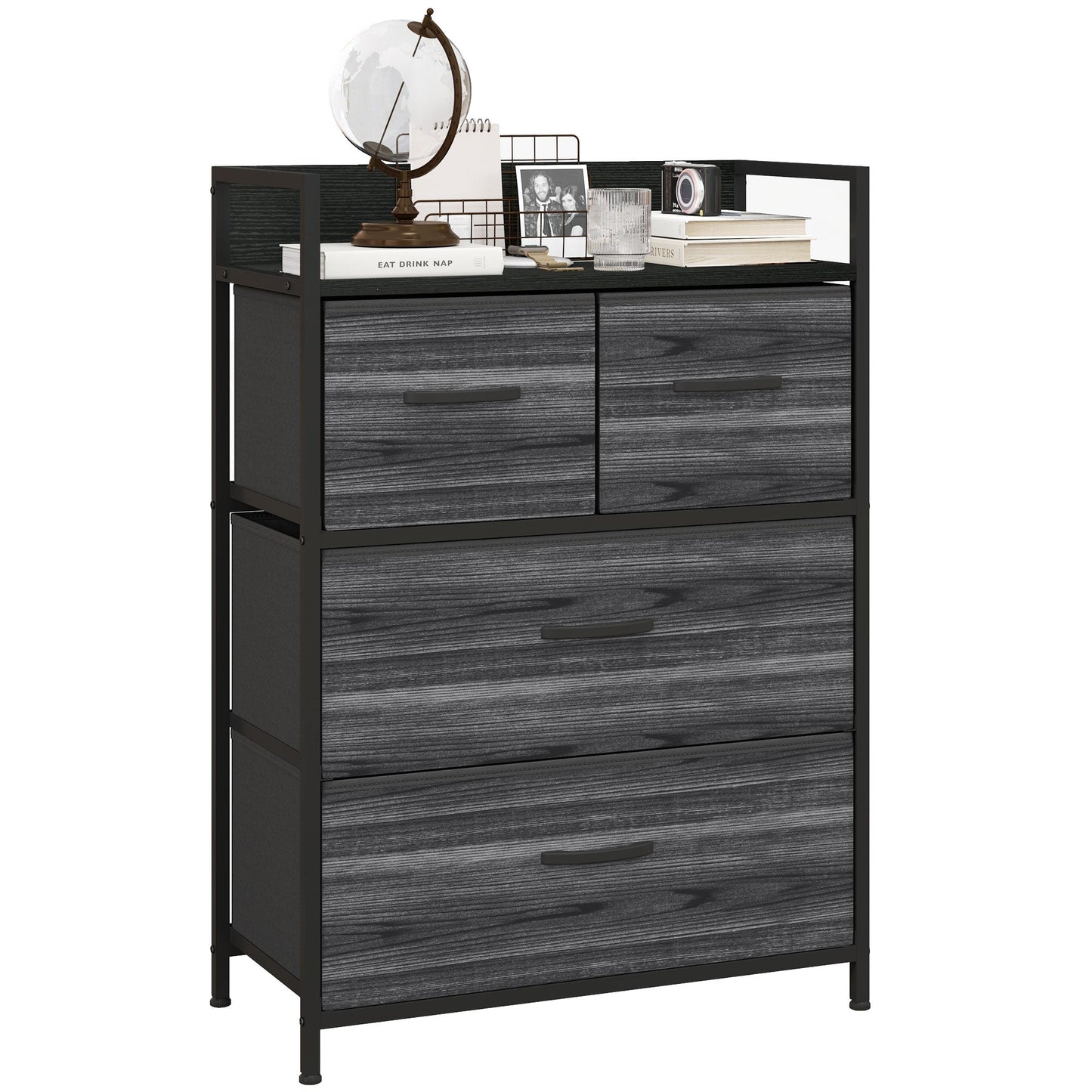HOMCOM Bedroom Chest of Drawers 7 Drawer Dresser w/ Shelves, Rustic Brown