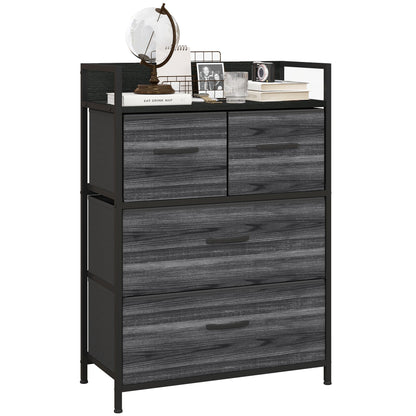 HOMCOM Bedroom Chest of Drawers 7 Drawer Dresser w/ Shelves, Rustic Brown