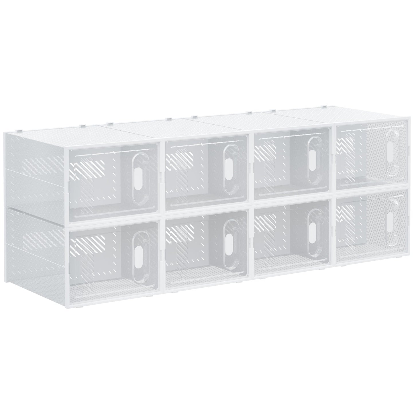 HOMCOM 8PCS Stackable Clear Plastic Shoe Storage Box for UK/EU Size 8.5/43