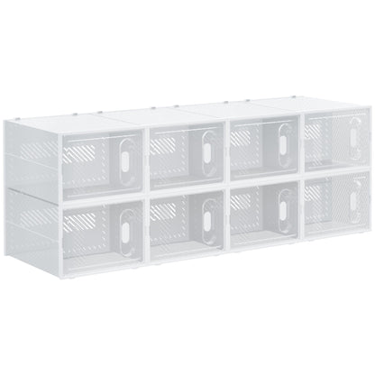 HOMCOM 8PCS Stackable Clear Plastic Shoe Storage Box for UK/EU Size 8.5/43
