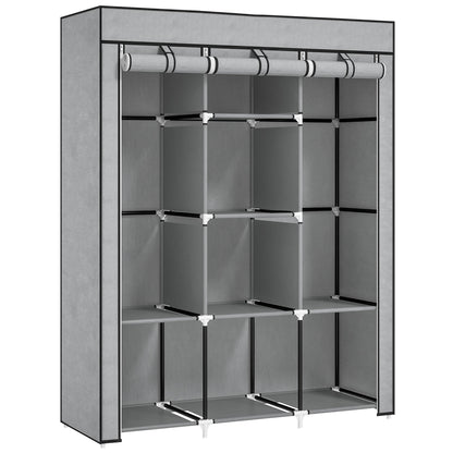 HOMCOM Fabric Portable Wardrobe with 8 Shelves 2 Hanging Rails