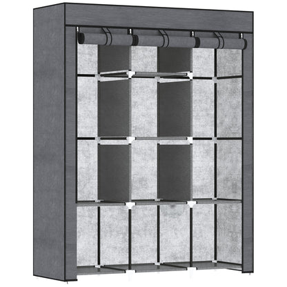HOMCOM Fabric Portable Wardrobe with 8 Shelves 2 Hanging Rails