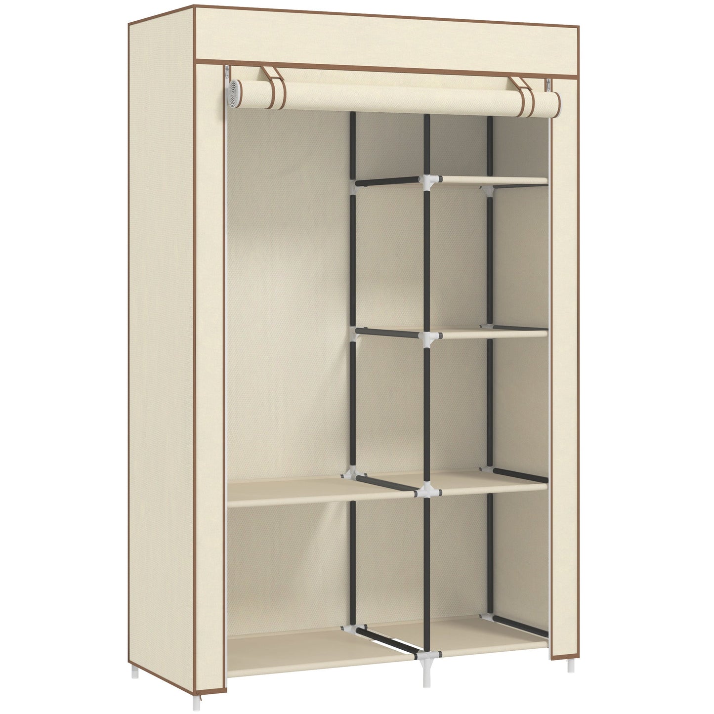 HOMCOM Fabric Wardrobe w/ Shelves Hanging Rail Foldable Closets