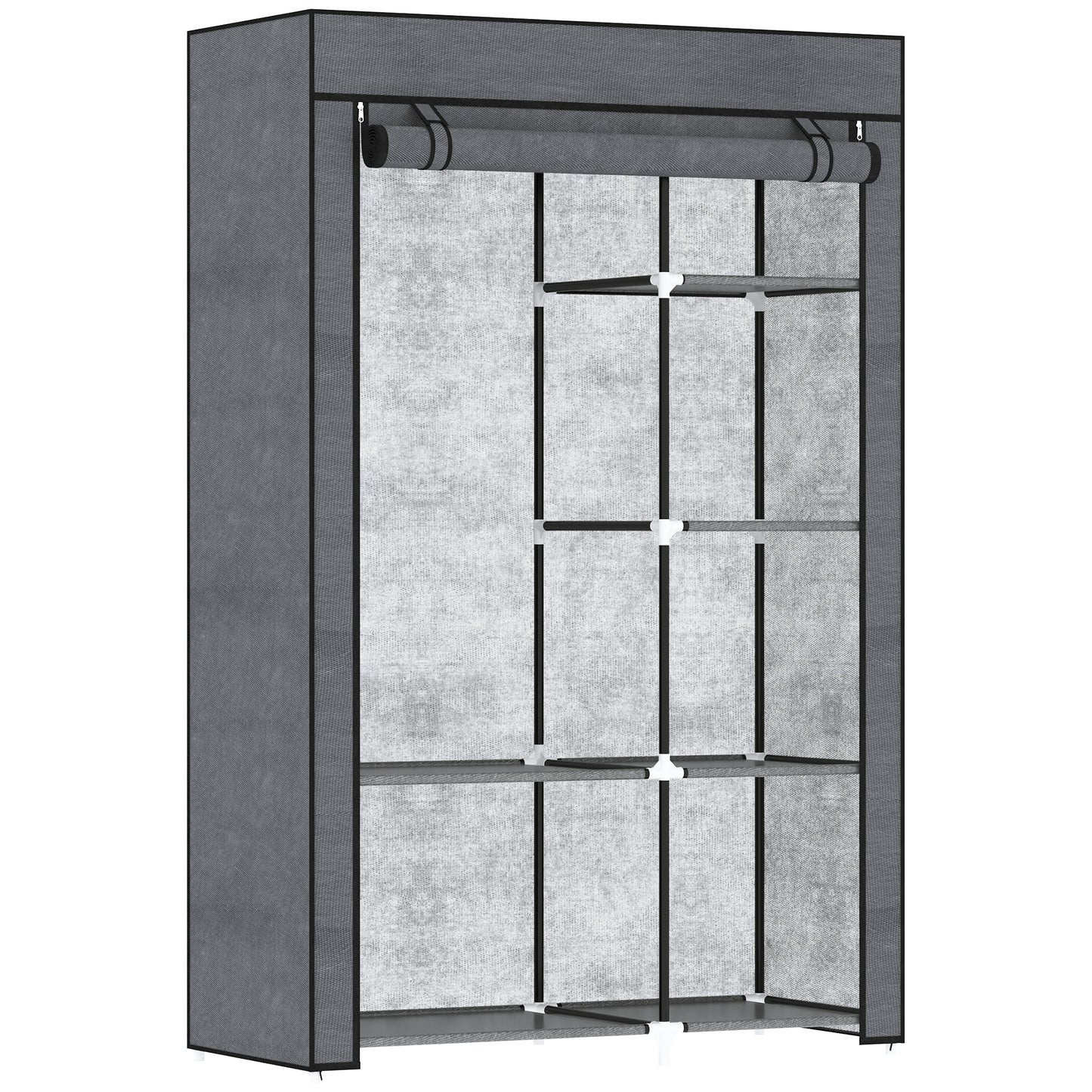 HOMCOM Fabric Wardrobe w/ Shelves Hanging Rail Foldable Closets