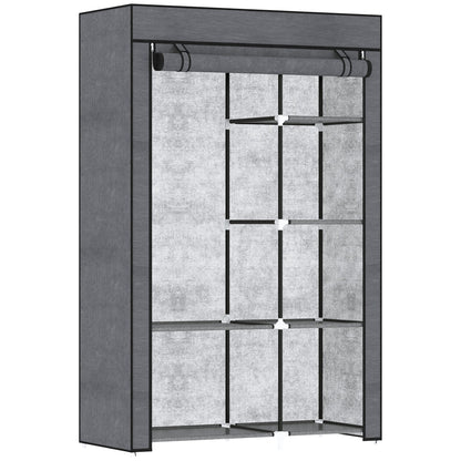 HOMCOM Fabric Wardrobe w/ Shelves Hanging Rail Foldable Closets