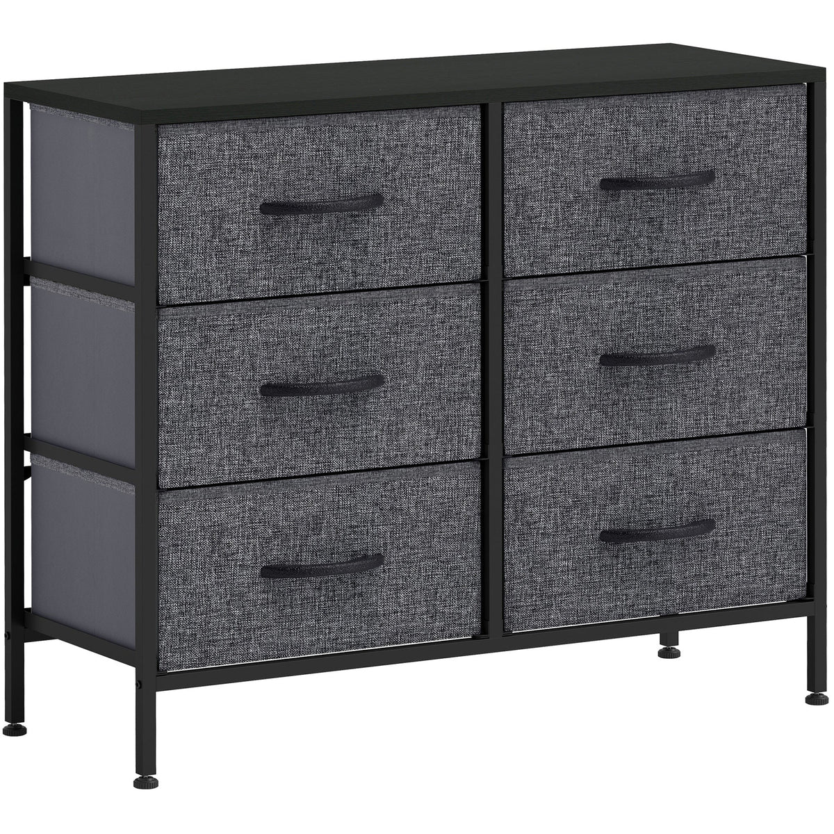 HOMCOM 6 Drawer Fabric Chest of Drawers w/ Wooden Top for Hallway