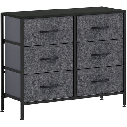 HOMCOM 6 Drawer Fabric Chest of Drawers w/ Wooden Top for Hallway