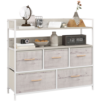 HOMCOM Bedroom Chest of Drawers 7 Drawer Dresser w/ Shelves, Rustic Brown