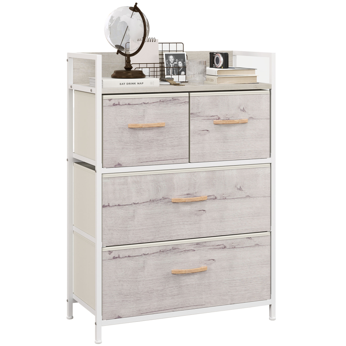 HOMCOM Bedroom Chest of Drawers 7 Drawer Dresser w/ Shelves, Rustic Brown