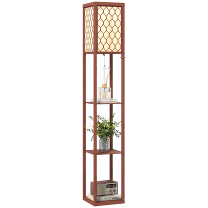 HOMCOM Modern Floor Lamp Light with 3 Shelves Fabric Lampshade