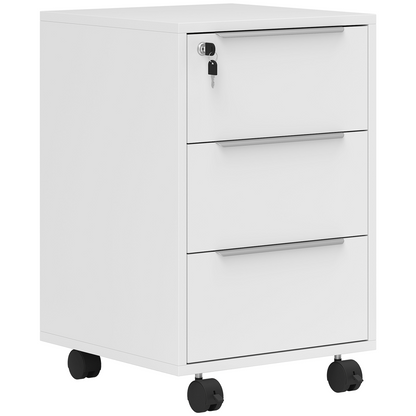 HOMCOM Modern 3-Drawer Locking File Cabinet Mobile Filing Cabinet