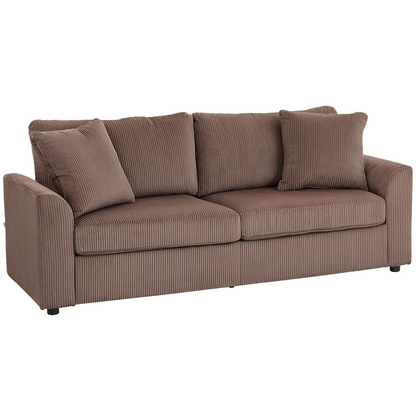 HOMCOM 212 cm Upholstered Jumbo Cord Sofa Couch with Spring Cushion