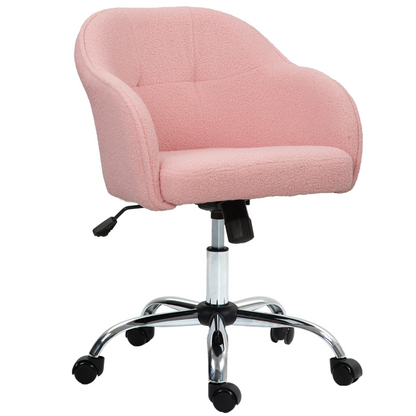 HOMCOM Fluffy Vanity Chair for Desk, with Height Adjustable, Wheels