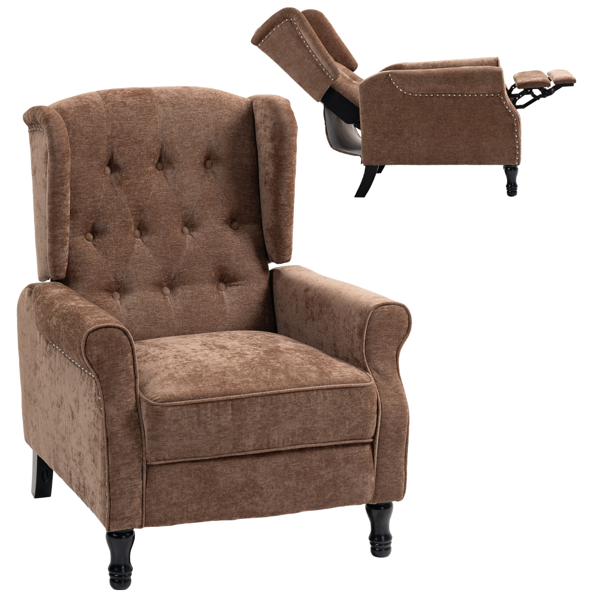 HOMCOM Manual Reclining Armchair Recliner with Footrest Beige