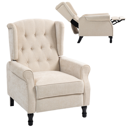 HOMCOM Manual Reclining Armchair Recliner with Footrest Beige
