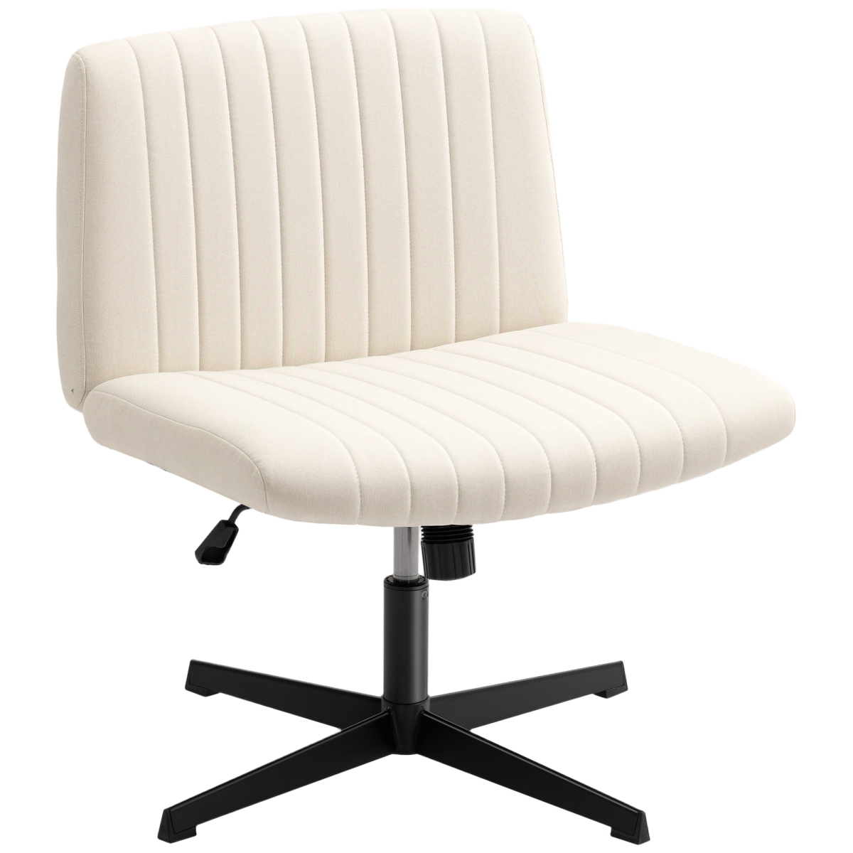HOMCOM Linen Criss Cross Legged Office Chair with Tilt Function, Black