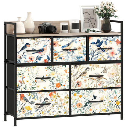 HOMCOM 4 or 5 or 6 or 7 or 8-Drawer Chest of Drawers, Fabric Dresser with Open Shelf