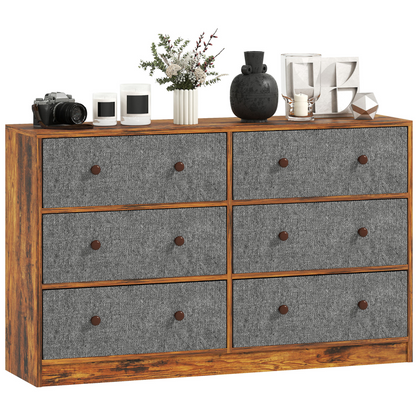 HOMCOM Chest of Drawers, 4 or 6 Drawer Dresser for Bedroom, Grey and Rustic Brown