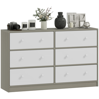 HOMCOM Chest of Drawers, 4 or 6 Drawer Dresser for Bedroom, Grey and Rustic Brown