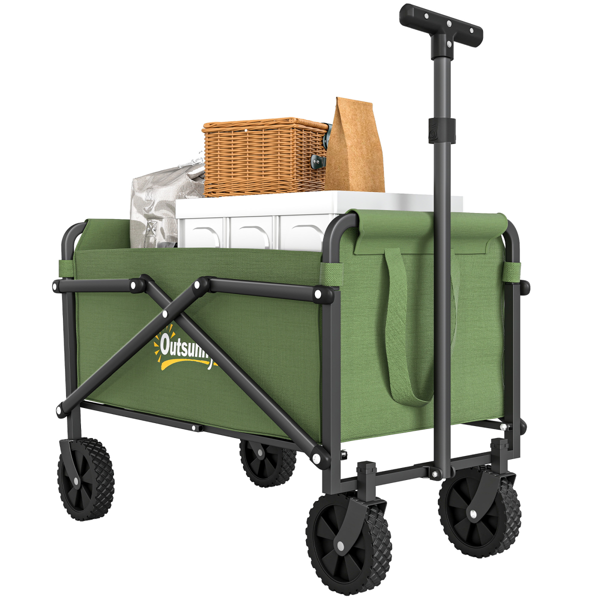 Outsunny 41L Festival Trolley, 60kg Heavy Duty Folding Trolley Cart, Black