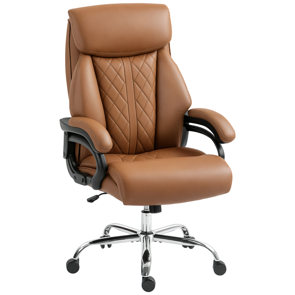 HOMCOM PU Leather Office Chair with Spring Padding, Swivel Wheels