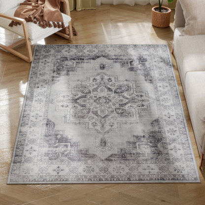 HOMCOM Flannel Non-Slip Washable Rug for Living Room