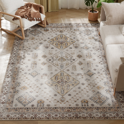 HOMCOM Flannel Non-Slip Washable Rug for Living Room