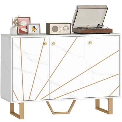 HOMCOM Sideboard Storage Cupboard with Metal Legs for Living Room