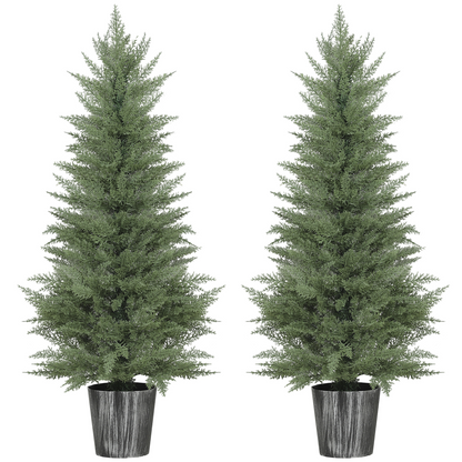 HOMCOM Artificial Cypress Trees with PE Leaves for Indoor Outdoor