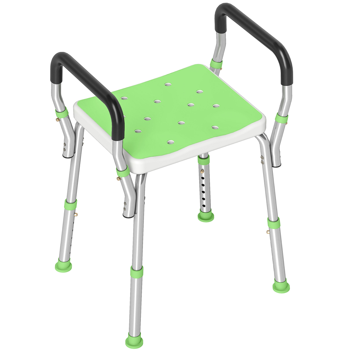 HOMCOM Rust-Free Aluminium Bath Chair with Adjustable Height