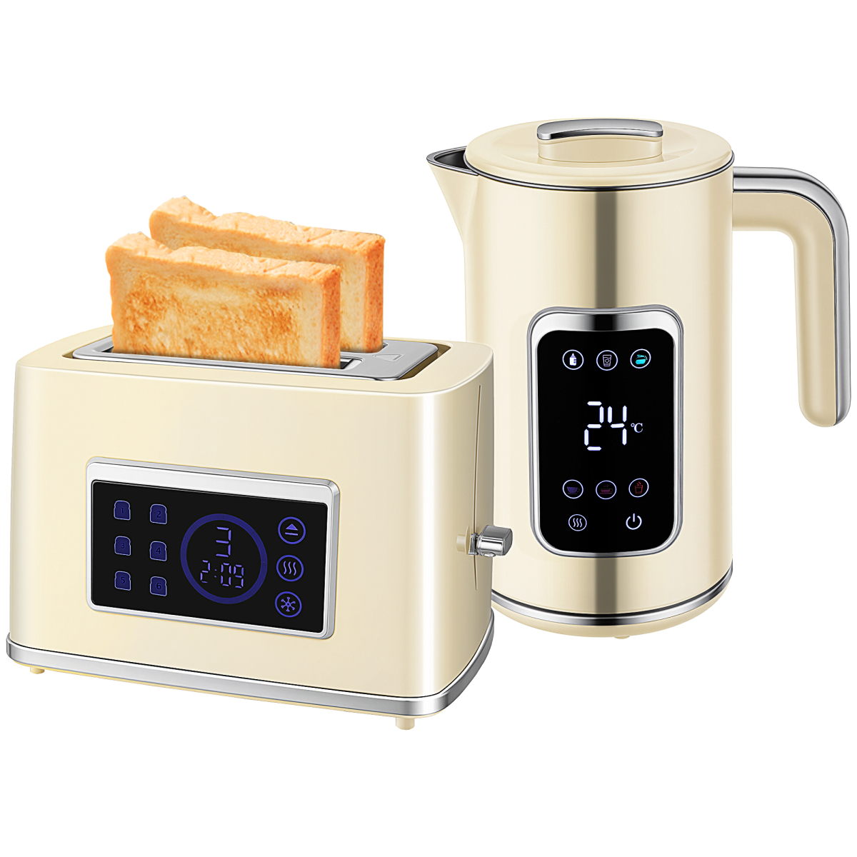 HOMCOM Rapid Boil Kettle and Toaster Set Crumb Tray