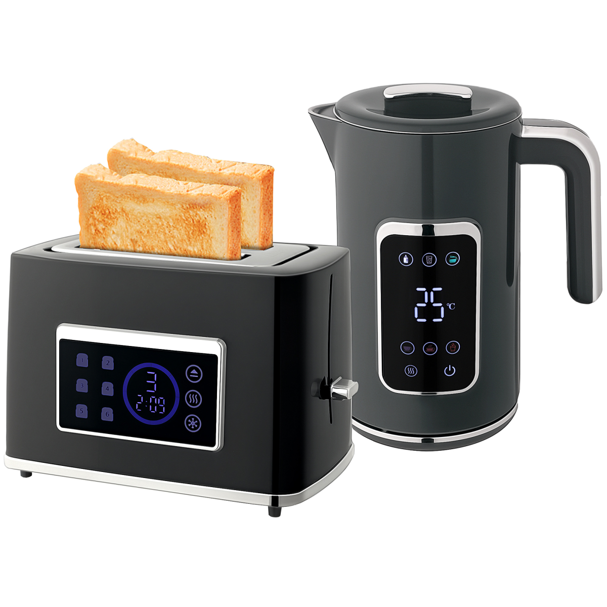 HOMCOM Rapid Boil Kettle and Toaster Set Crumb Tray