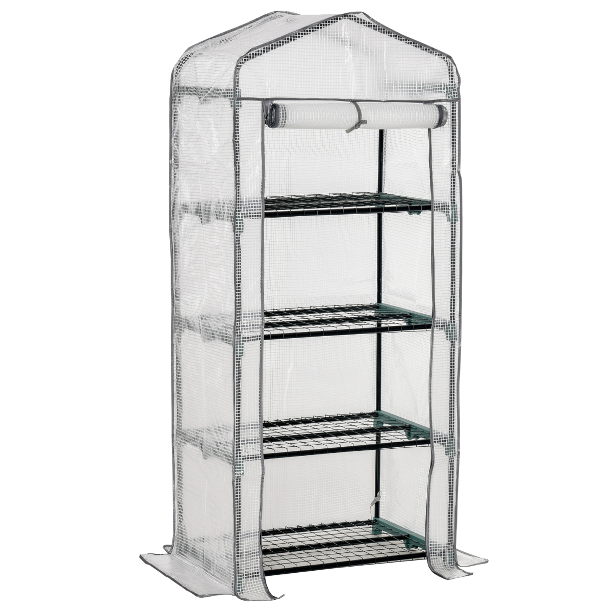 4 Tiers Mini Portable Greenhouse Plant Grow Shed Metal Frame